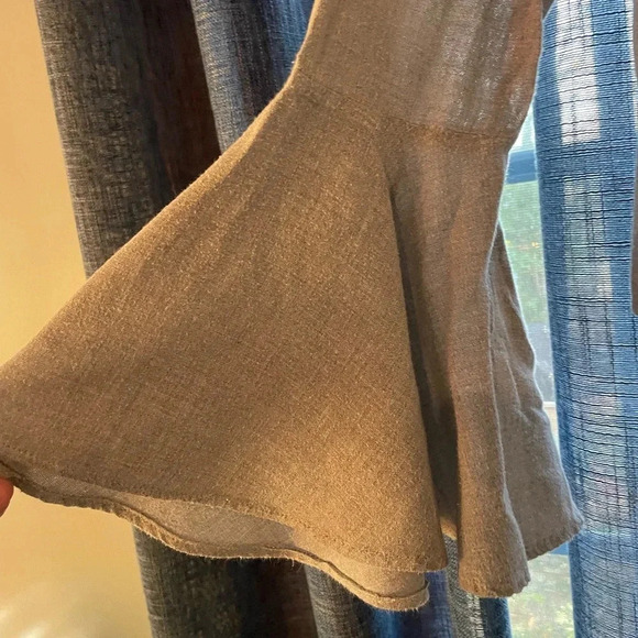 Zara basic embroidered bohemian open back with long tie size M light blue/gray - Picture 3 of 8